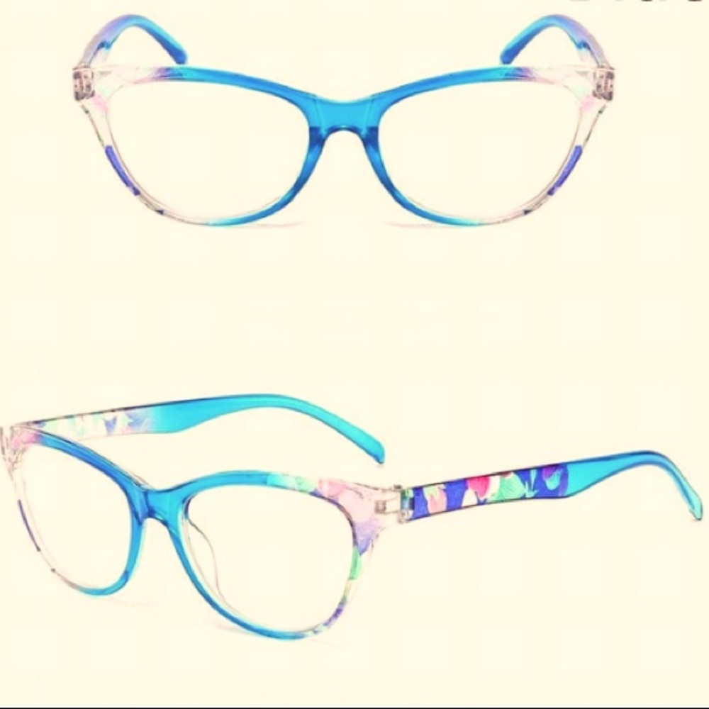 👓 🆕NIP: Retro Blue Floral Readers: 1.50+